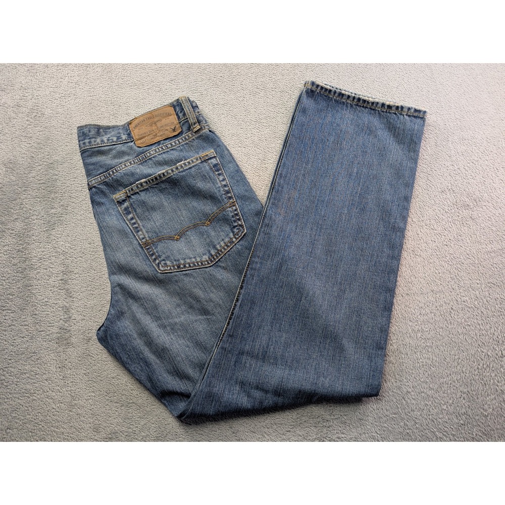 American Eagle Mens Relaxed Straight Jeans 32x32 Medium Wash Blue 3761-936